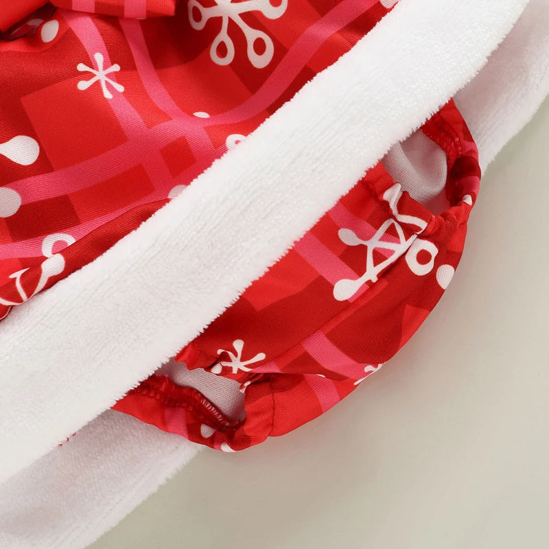2Pcs Baby Clothes Girl Christmas Outfits Long Sleeve Ruffle Bodysuit Plaid Suspender Skirt Fall Winter Clothing Set