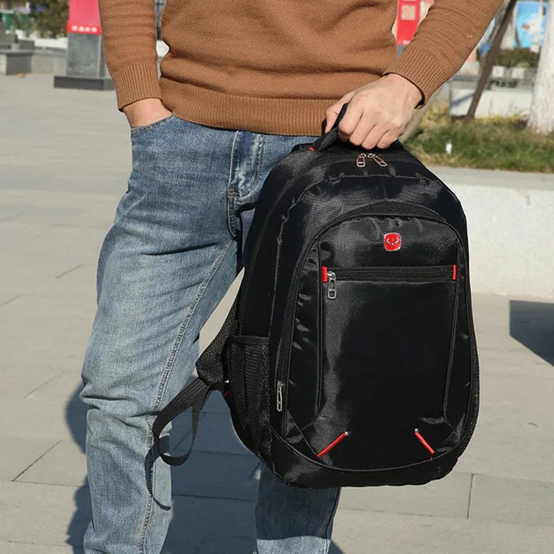 Large-capacity Student School Bag Casual Solid Color Backpack Material Oxford Men New Backpack Multi-functional Simple Bag