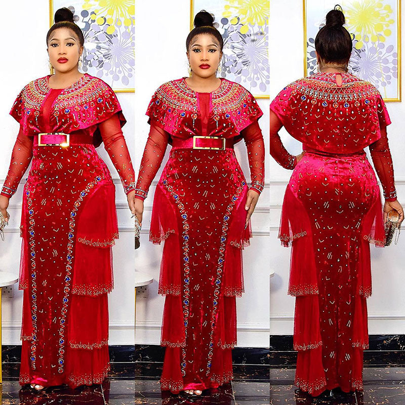 2022 Bodycon Long Maxi Dress African Dresses for Women Sexy Spring African Women Long Sleeve Plus Size Long Dress