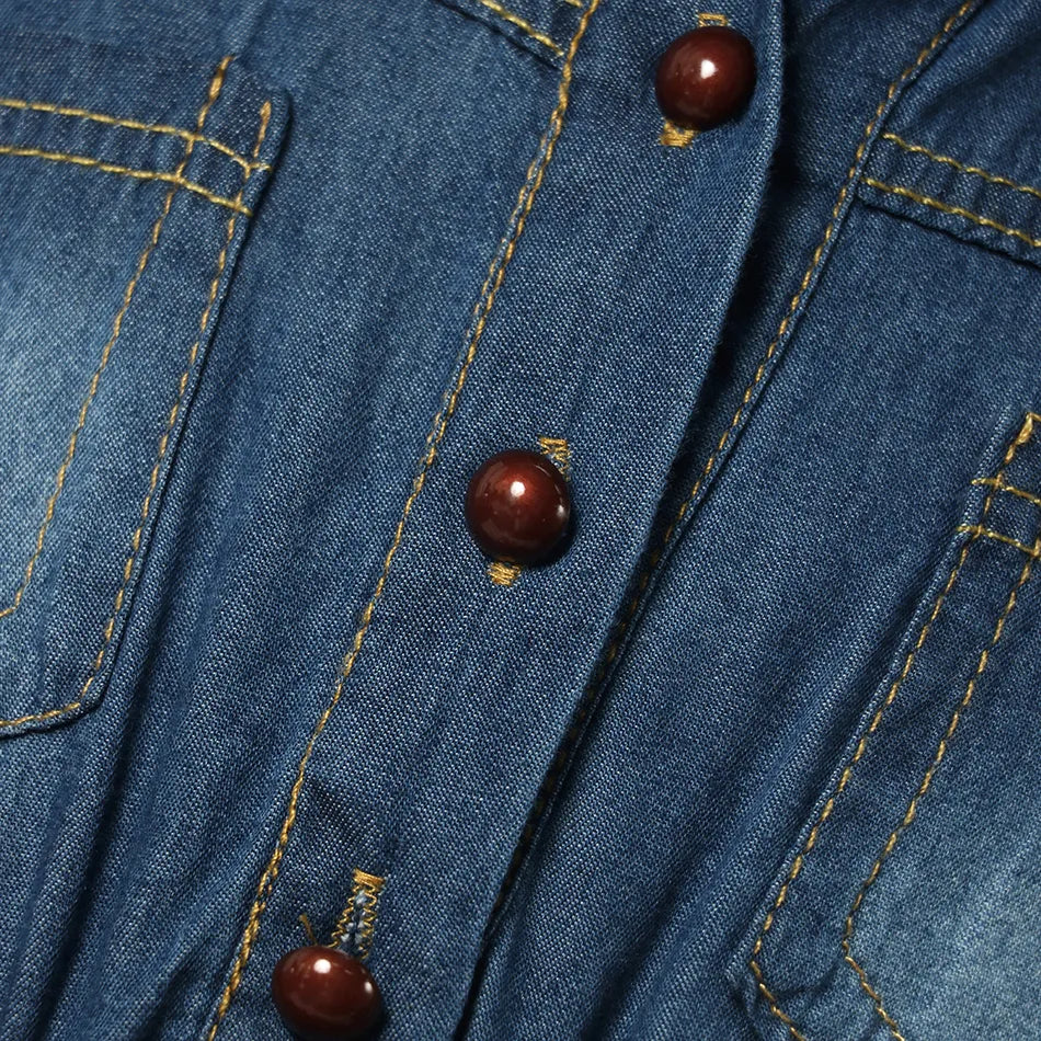 Summer Girls Denim Floral Dress Short Sleeve Casual Clothes