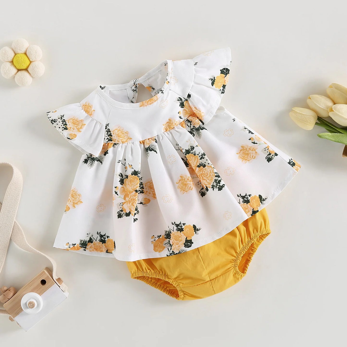 baby 2Pcs Sets Short Sleeve O Neck Floral Newborn Clothes