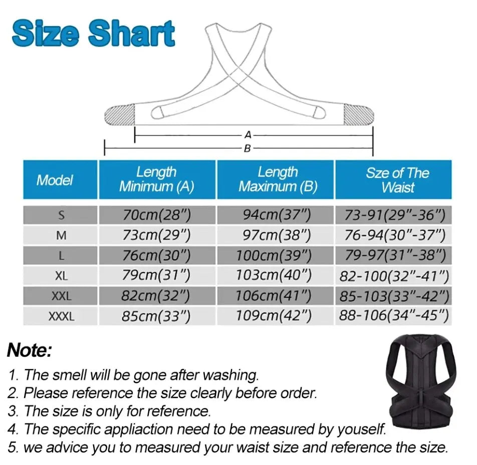 Adjustable Back Posture Corrector With Breathable Shoulder And Waist Support Straps To Relieve Back Pain