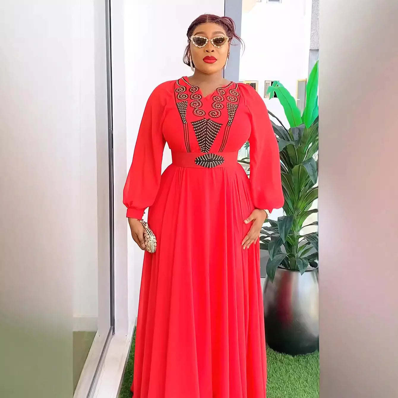 Lenis Evening Party Long Dress Elegant Kaftan Chiffon Dress