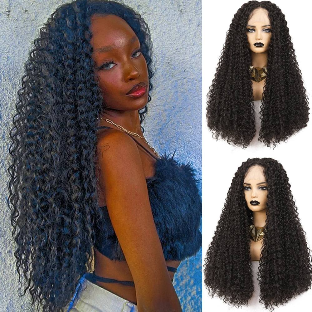 Ombre Brown Kinky Curly Lace Front Wigs
