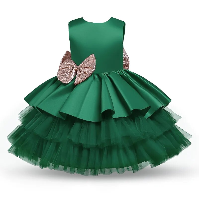 Toddler Baby Girl Dress Big Bow Baptism Dress