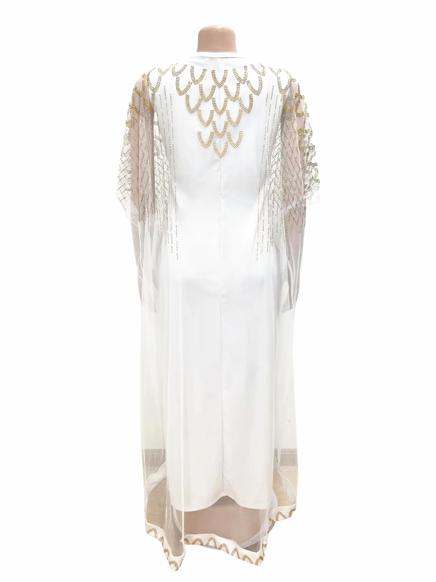Two-Piece Dresses Women Mesh Caftan Abaya Robe Clothes