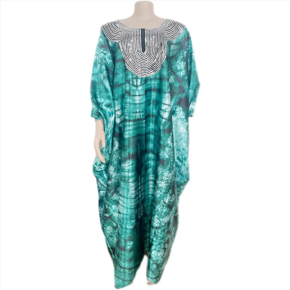 Sequined Long Dress Muslim Abaya African Clothes