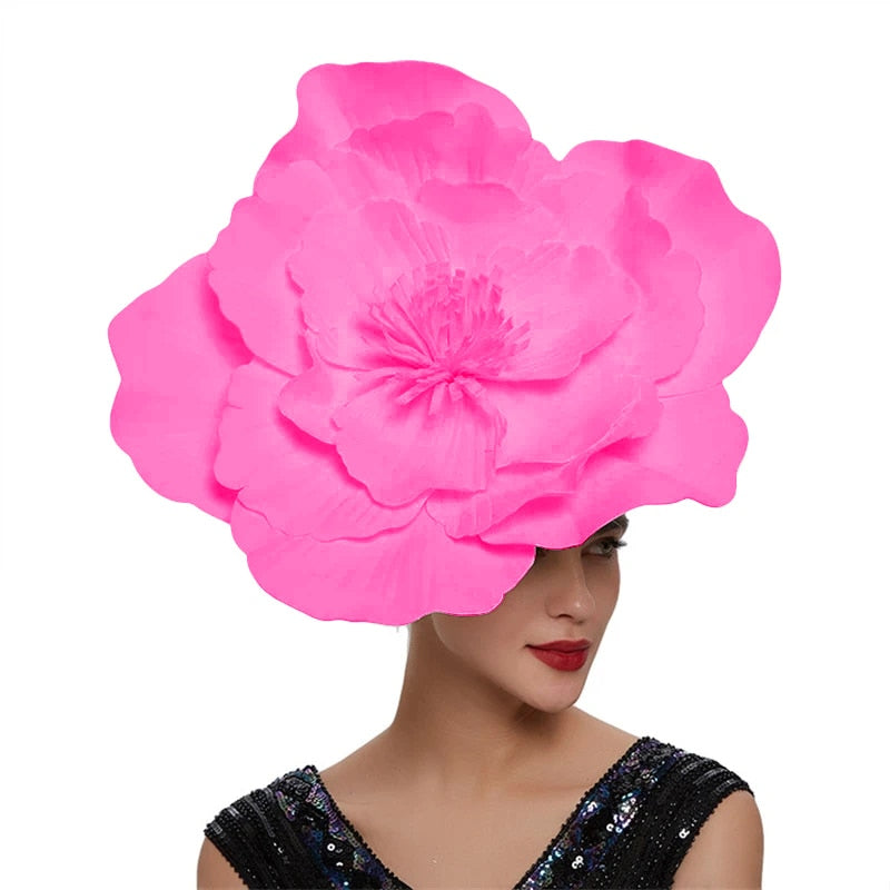 Large Flower Fascinator Hat Bridal Makeup Prom Kentucky Derby Headpiece Photography Hair Accessories