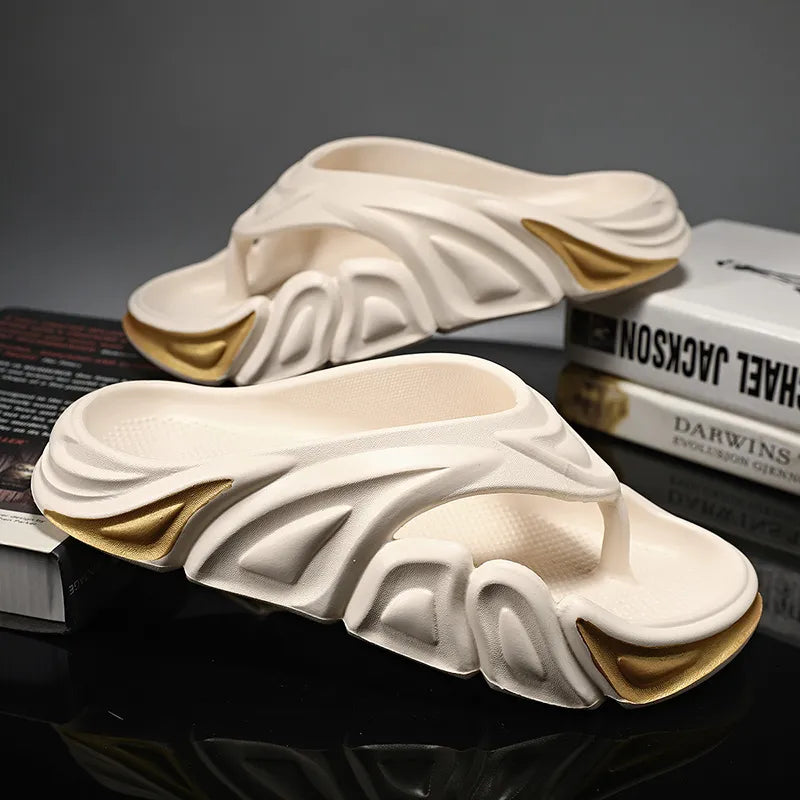 Men Summer Non-slip Flip Flops Outside Beach Slippers Flat Shoes