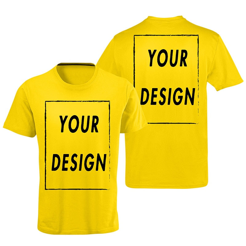 Custom Tshirt Front Back Print Professional Your Own Logo Text Photo Male Personalized Premium Gifts T-shirt EU Size 100% Cotton
