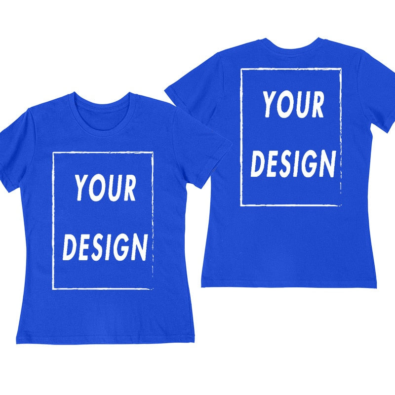 Custom Tshirt Front Back Print Professional Your Own Logo Text Photo Male Personalized Premium Gifts T-shirt EU Size 100% Cotton