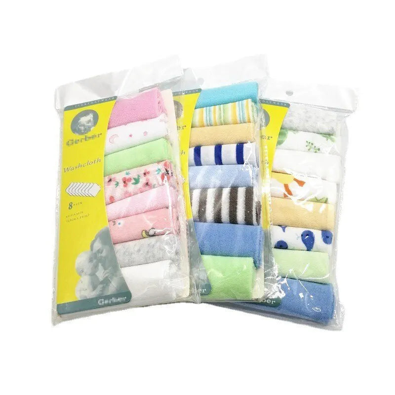 8PCS Baby Washcloths Soft Face Towels Natural Cotton Infant Bath Towel