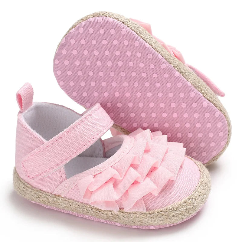 Baby Girls Shoes Spring Autumn Flat Soft Sole Anti-Slip Toddler First Walking Crib Shoe for 0-18 Months