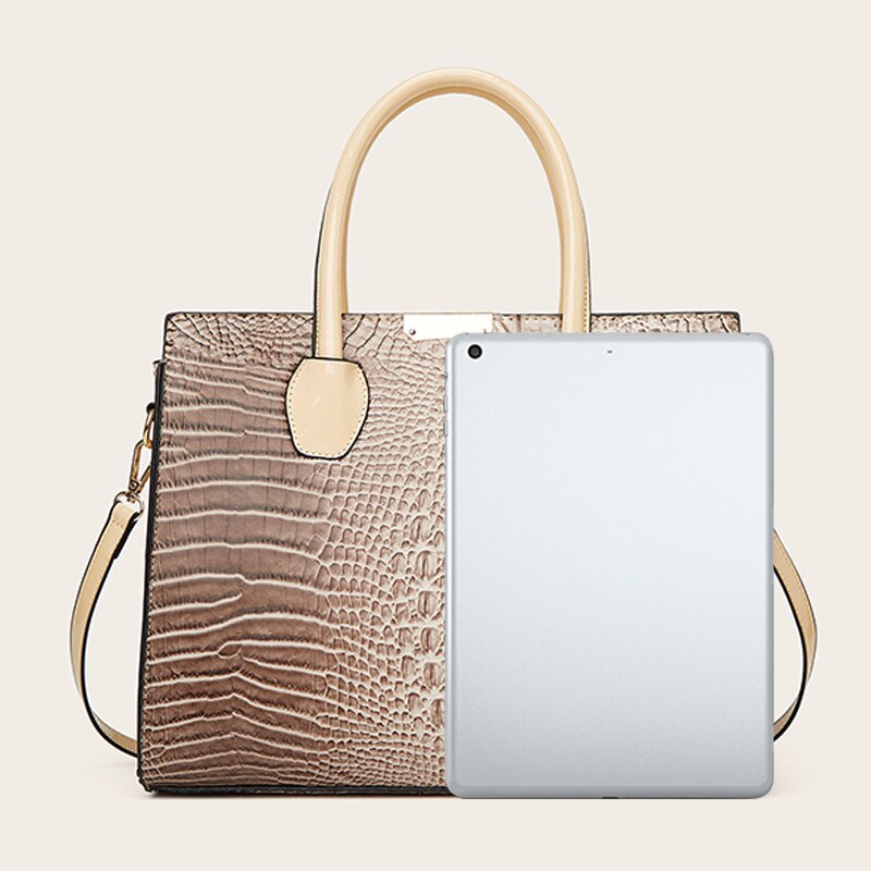 Fashion Versatile Crocodile Texture Three Piece Set One Shoulder Crossbody Handheld Tote Bag