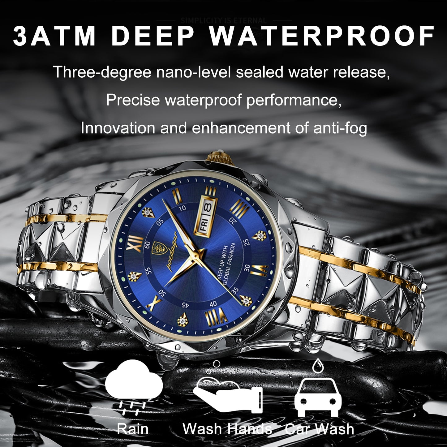 BeniSap Top Brand Luxury Man Wristwatch Waterproof Luminous Date Week Men Watches Stainless Steel