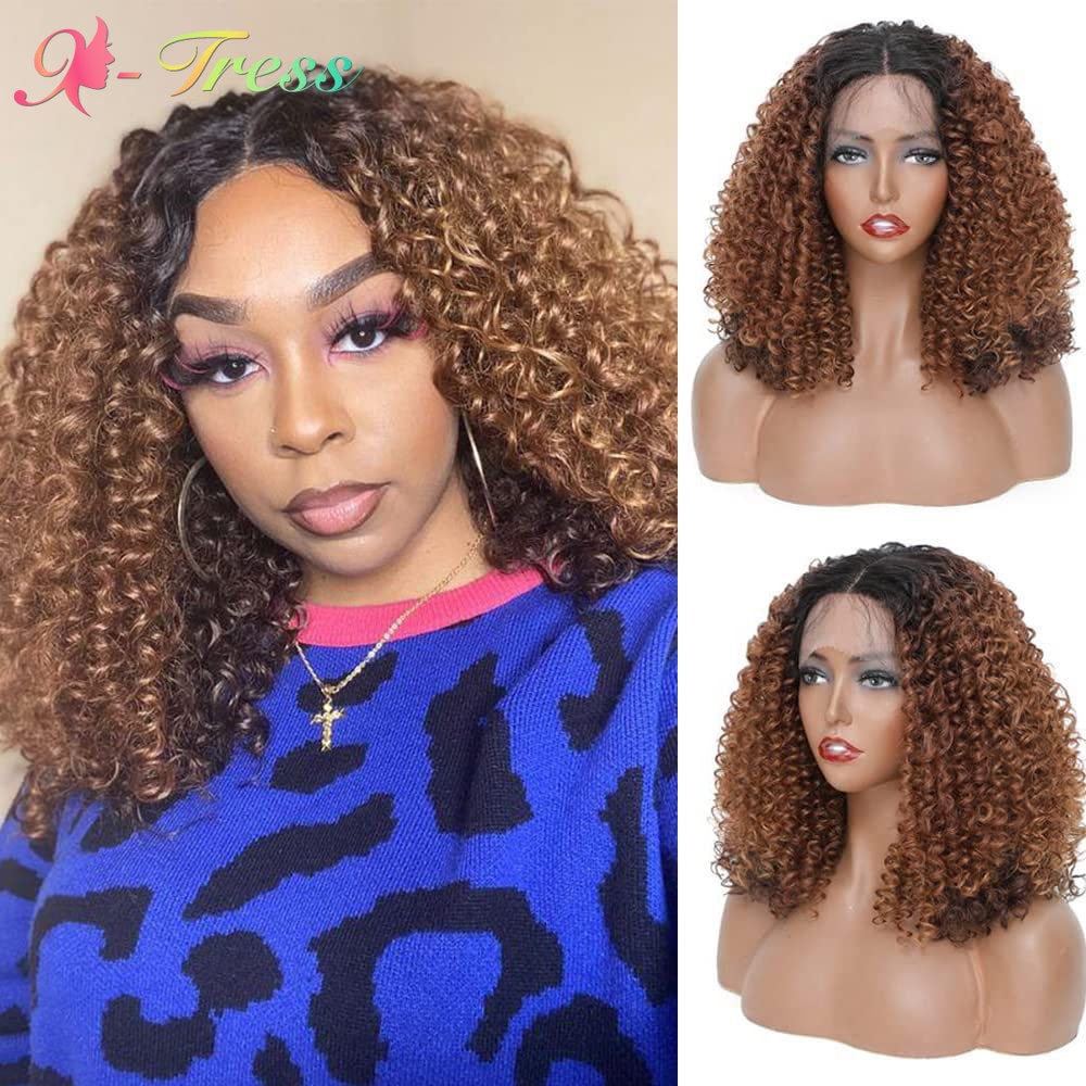 Ombre Brown Kinky Curly Lace Front Wigs