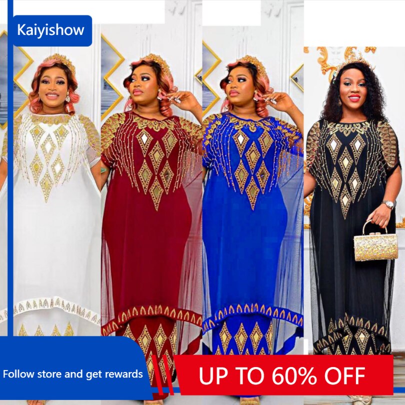 Two-Piece African Dresses Mesh Caftan Dress Abaya Clothes