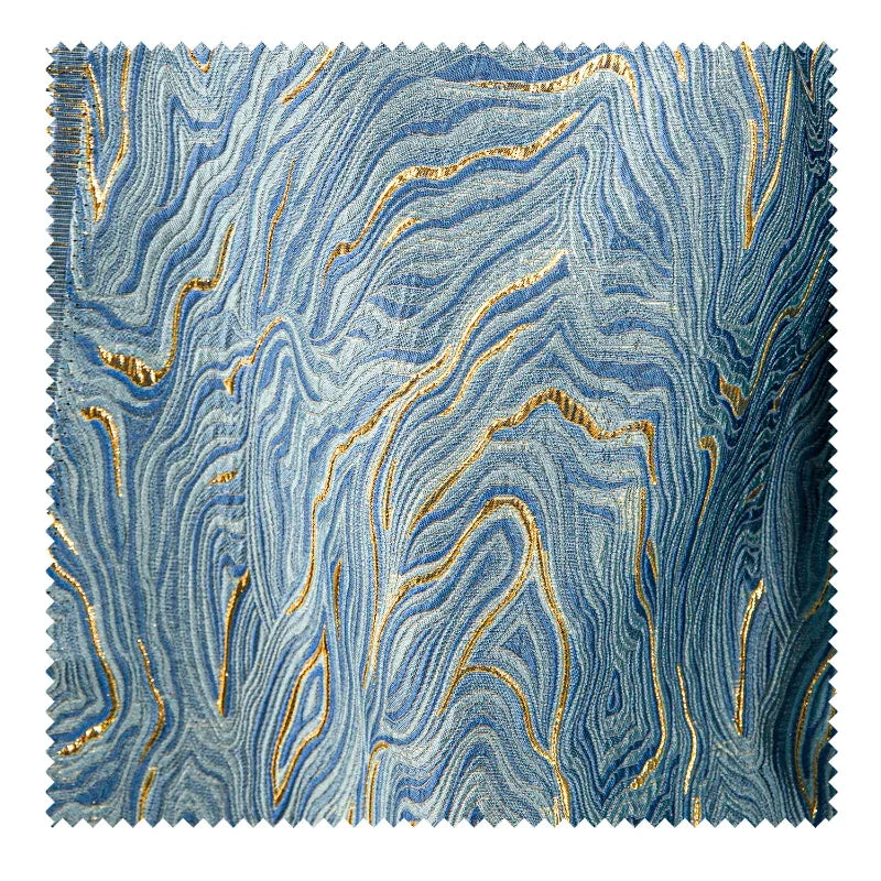 Blue Gold Twill Jacquard Fabric for Dress-fabric-Top Super Deals-Sea Blue-50x142cm-Free Item Online