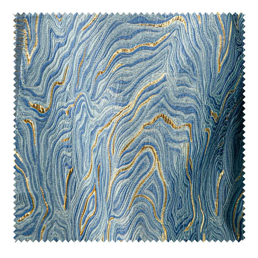 Blue Gold Twill Jacquard Fabric for Dress-fabric-Top Super Deals-Sea Blue-50x142cm-Free Item Online