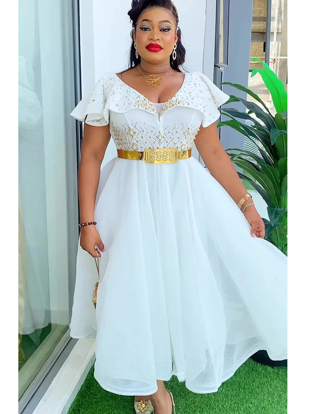Lenis Plus Size African Wedding Party DressesTurkey Outfit Robe