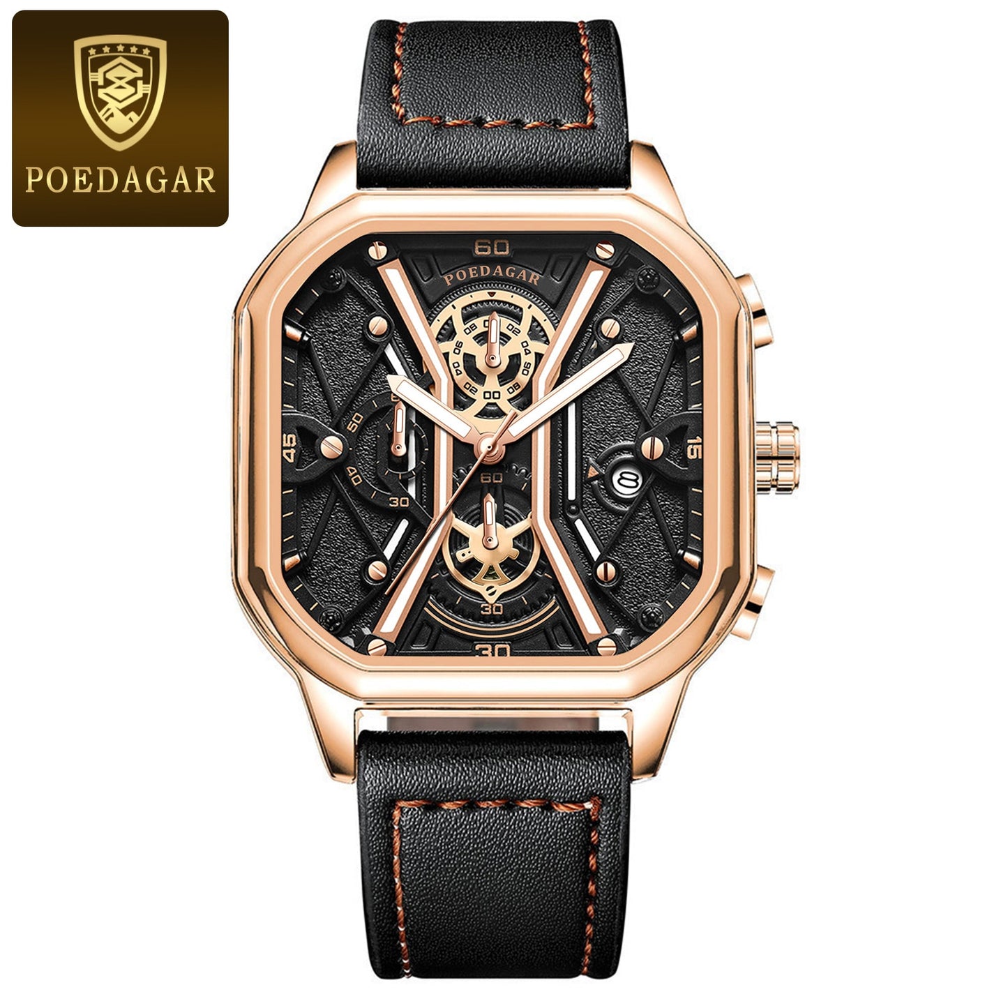BeniSap Fashion Men Wristwatches Luxury Chronograph Luminous Waterproof Date Man Watch Square