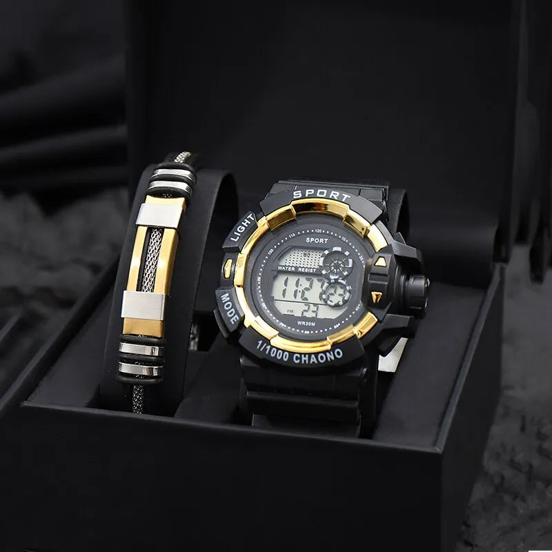 Men Luxury Electronic Watches Luminous Fashion Sport Titanium Steel Bracelet Watches