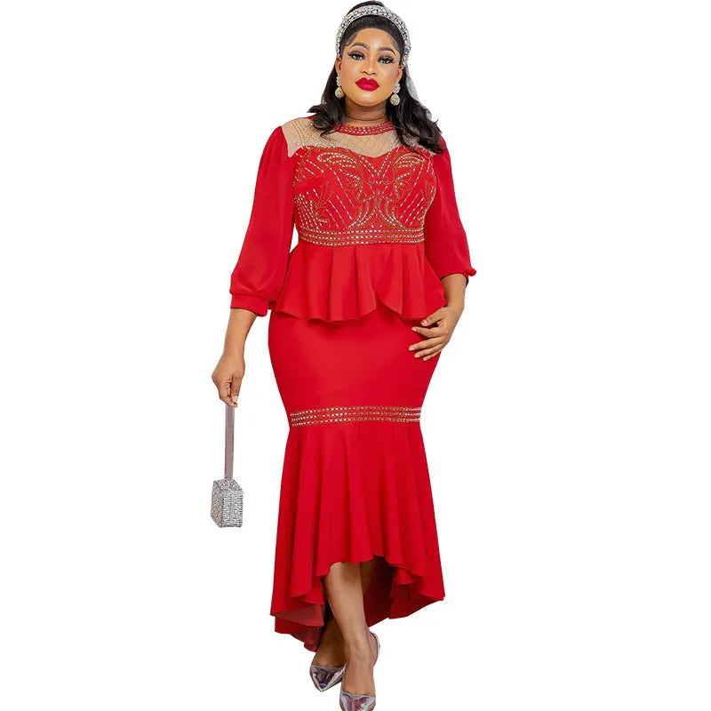 Green Dress Women Long Sleeve 2 Pieces Top With Skirt Matching Sets