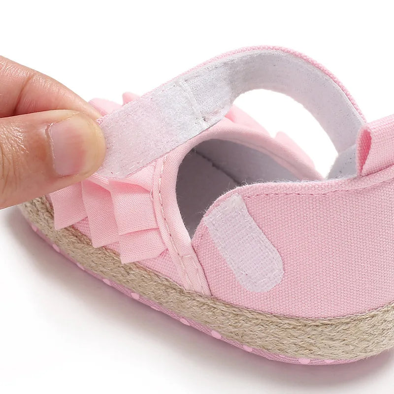 Baby Girls Shoes Spring Autumn Flat Soft Sole Anti-Slip Toddler First Walking Crib Shoe for 0-18 Months
