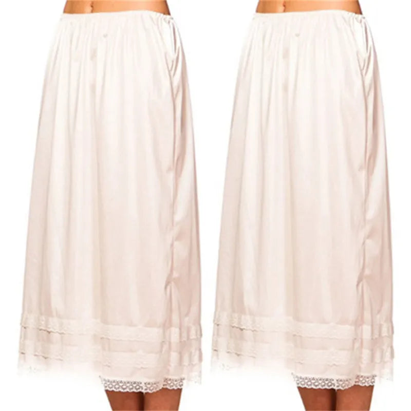 2 Pcs Womens Lace Underskirt Petticoat Under Dress Long Skirt