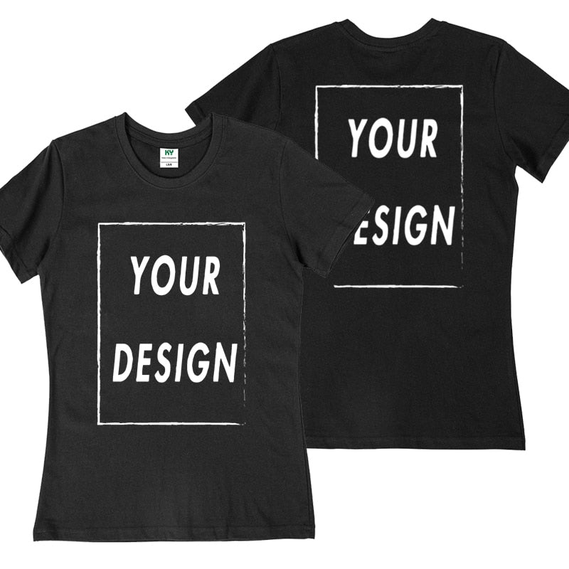Custom Tshirt Front Back Print Professional Your Own Logo Text Photo Male Personalized Premium Gifts T-shirt EU Size 100% Cotton