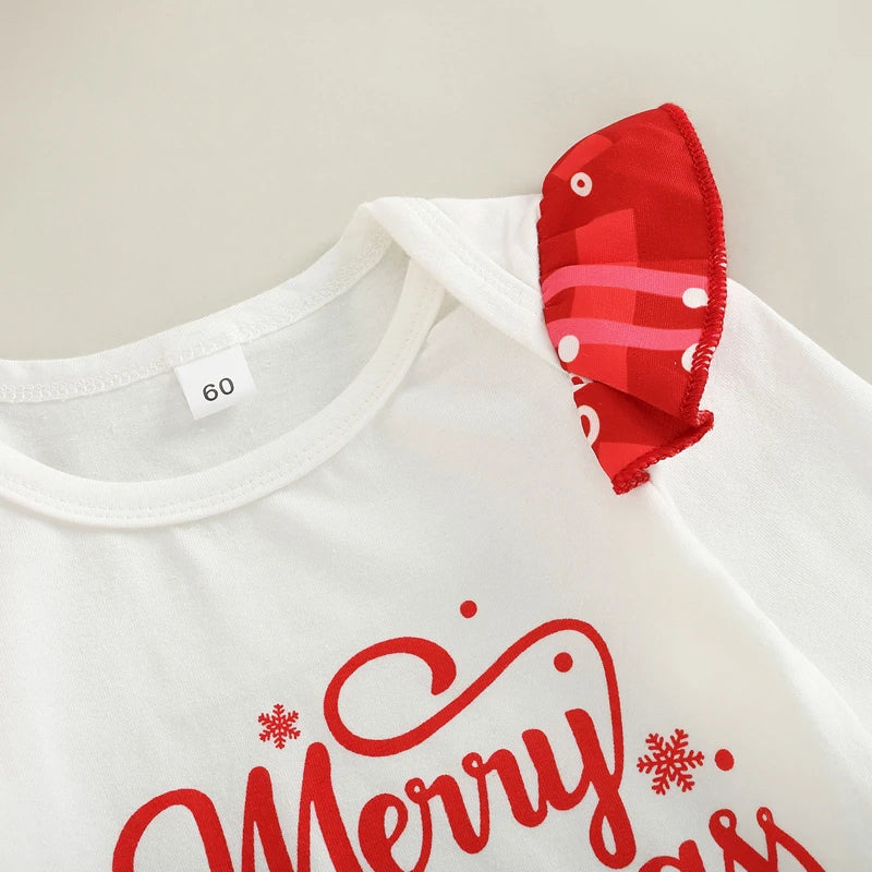 2Pcs Baby Clothes Girl Christmas Outfits Long Sleeve Ruffle Bodysuit Plaid Suspender Skirt Fall Winter Clothing Set