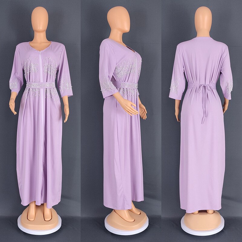 Wedding Dresses Women Plus Size Beaded Evening Party Long Maxi Dress Moroccan Muslim
