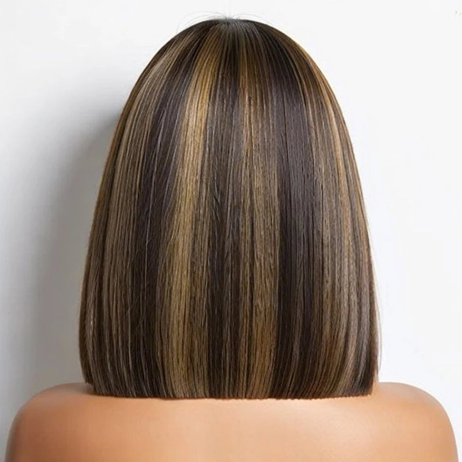 Human Hair Bob Wig Short Bone Straight Bob Wig Lace Front