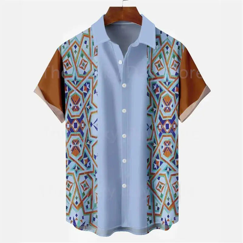 Men's Casual Social Hawaiian Oversized Short Sleeve Shirt Elegant Vintage Harajuku Summer Fashion Designer Clothing Pattern Top