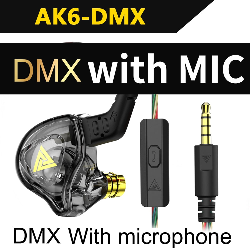 Original QKZ AK6 Copper Driver HiFi Wired Earphone Sport Running Headphones Bass Stereo Headset Music Earbuds fone de ouvido
