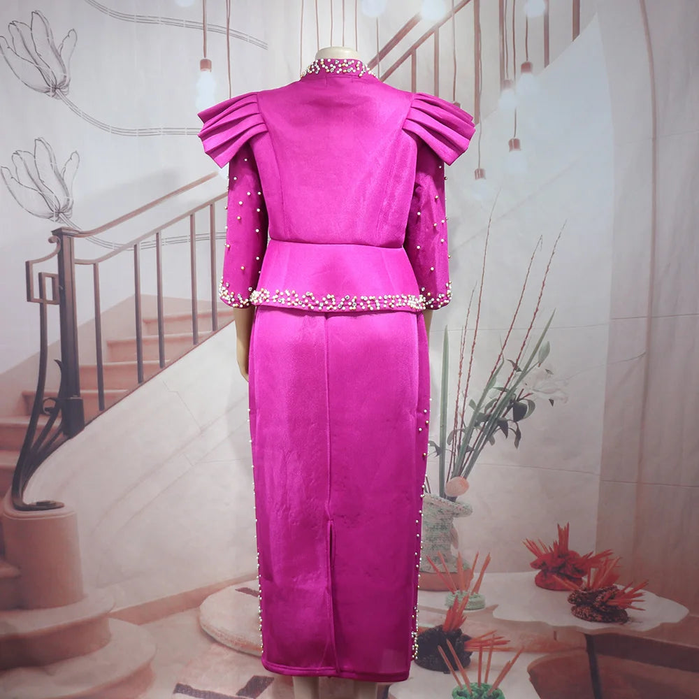 2024 african dresses for woman suit luxury women's elegant dress Mesh fabric women's clothing from turkey
