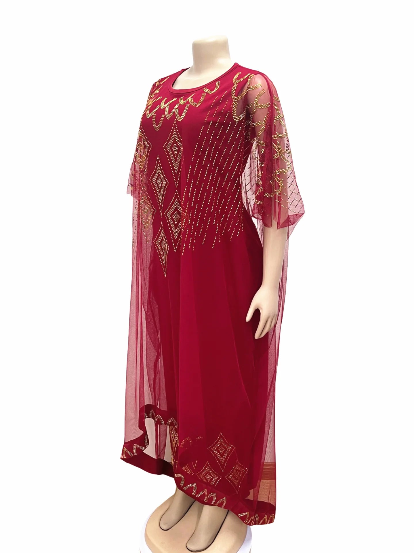 Two-Piece Dresses Women Mesh Caftan Abaya Robe Clothes
