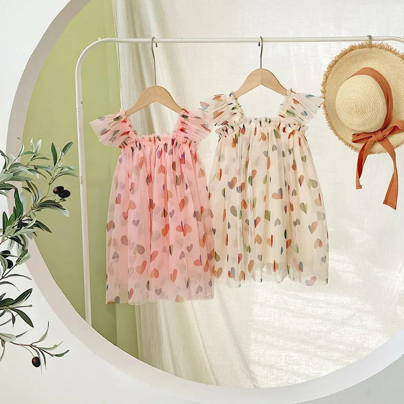 Toddler Baby Kids Girls Party Dress 2024 New Summer Sleeveless Floral Tutu Dress Layered Tulle Cute Princess Birthday Dresses