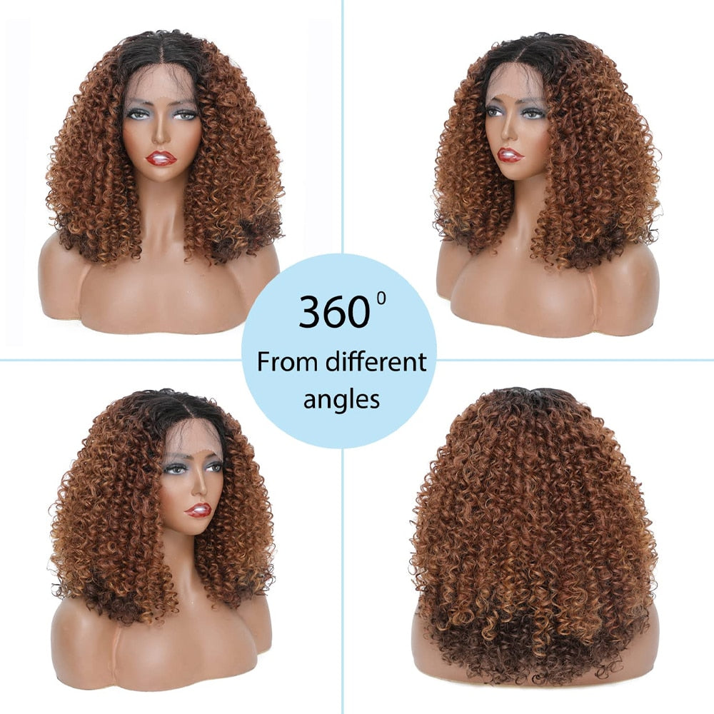 Ombre Brown Kinky Curly Lace Front Wigs