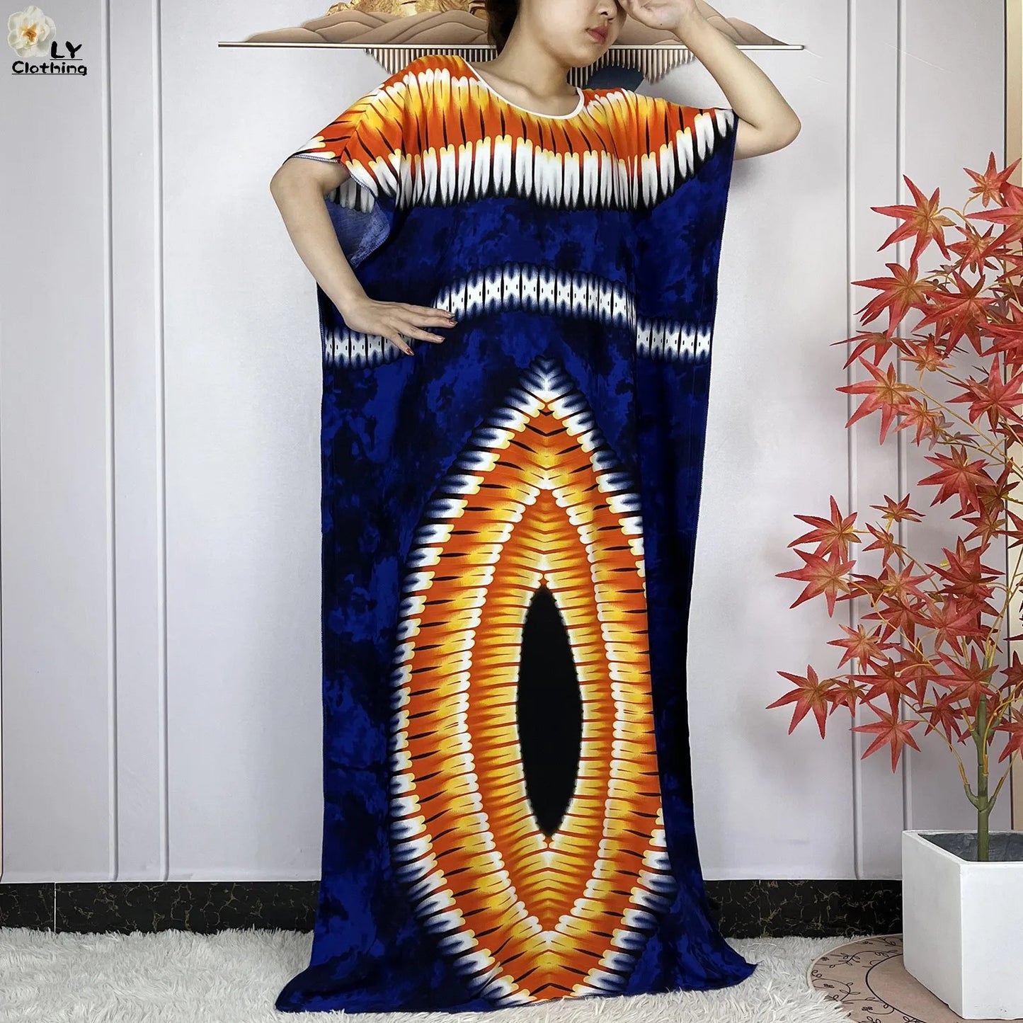 Women Short Sleeve Cotton Loose Femme Robe Dresses With Big Scarf