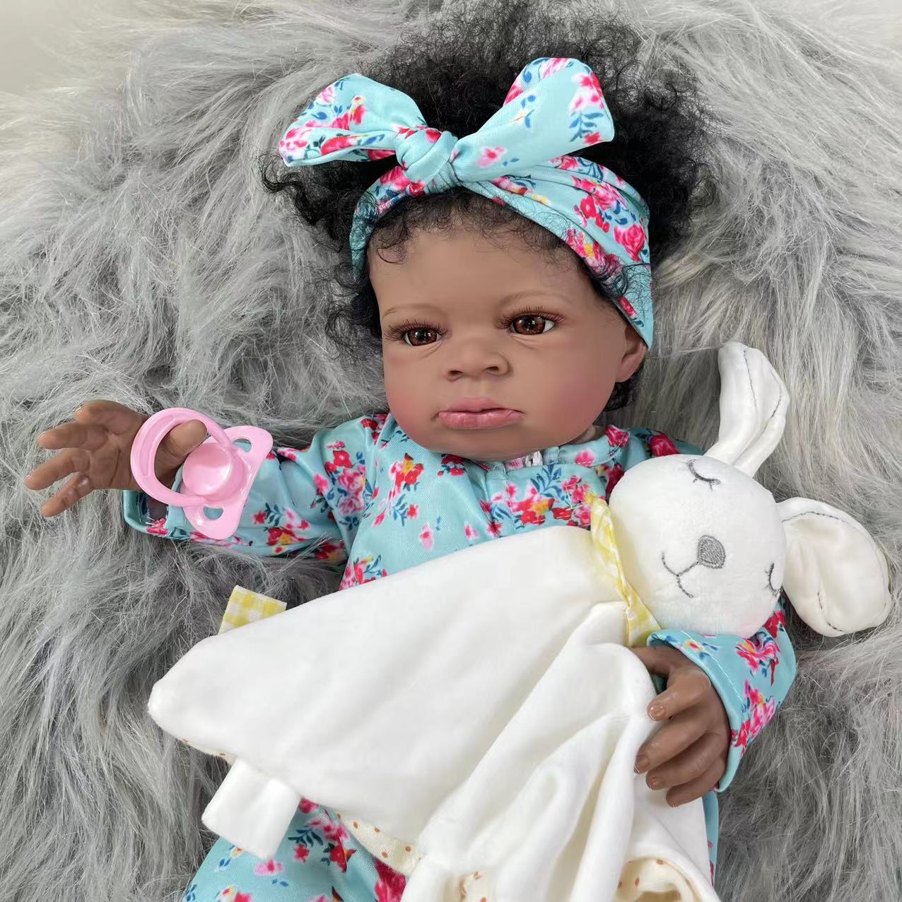 20 Inch African American Doll Black Skin Reborn Baby Newborn