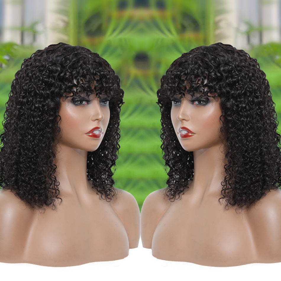 Curly Human Hair Wigs For Women Human Hair Bob Wig Kinky Curly Wig With Bangs