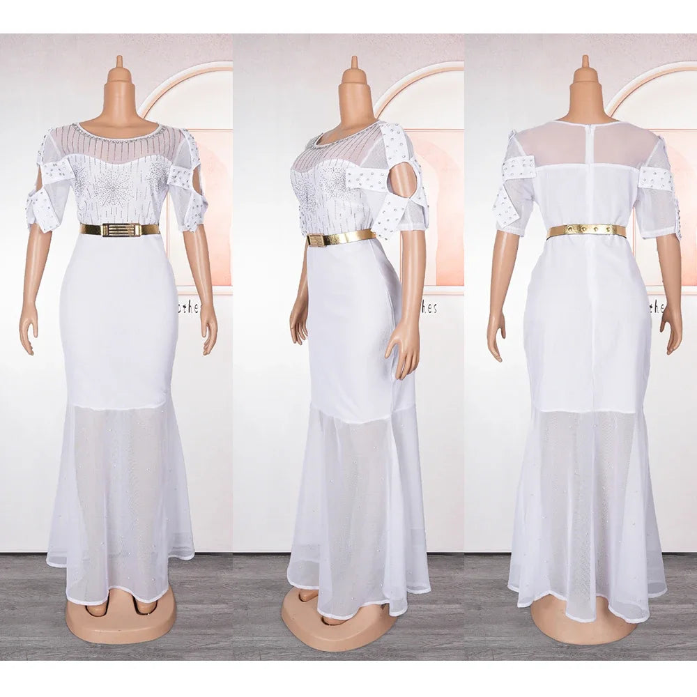 Elegant African Dresses for Women 2024 New Africa Clothing Plus Size Turkey Wedding Party Long Dress Dashiki Ankara Outfits Robe