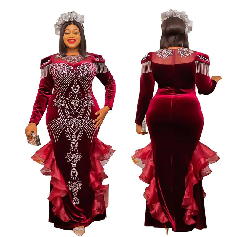 Maxi Dresses Autumn African Women Long Sleeve O-neck Long Dress Dashiki