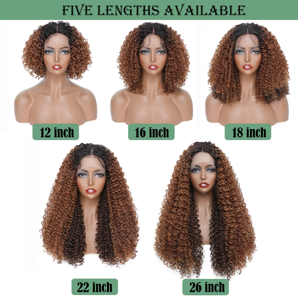 Ombre Brown Kinky Curly Lace Front Wigs