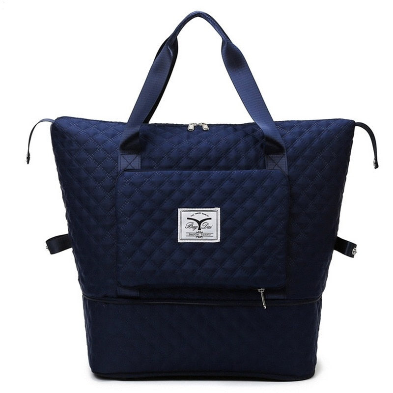 Foldable Travel Bag Wet Dry Separation Waterproof Handbag Lingge Large Capacity Solid Tote Bag Women Gym Yoga Shoulder Bags