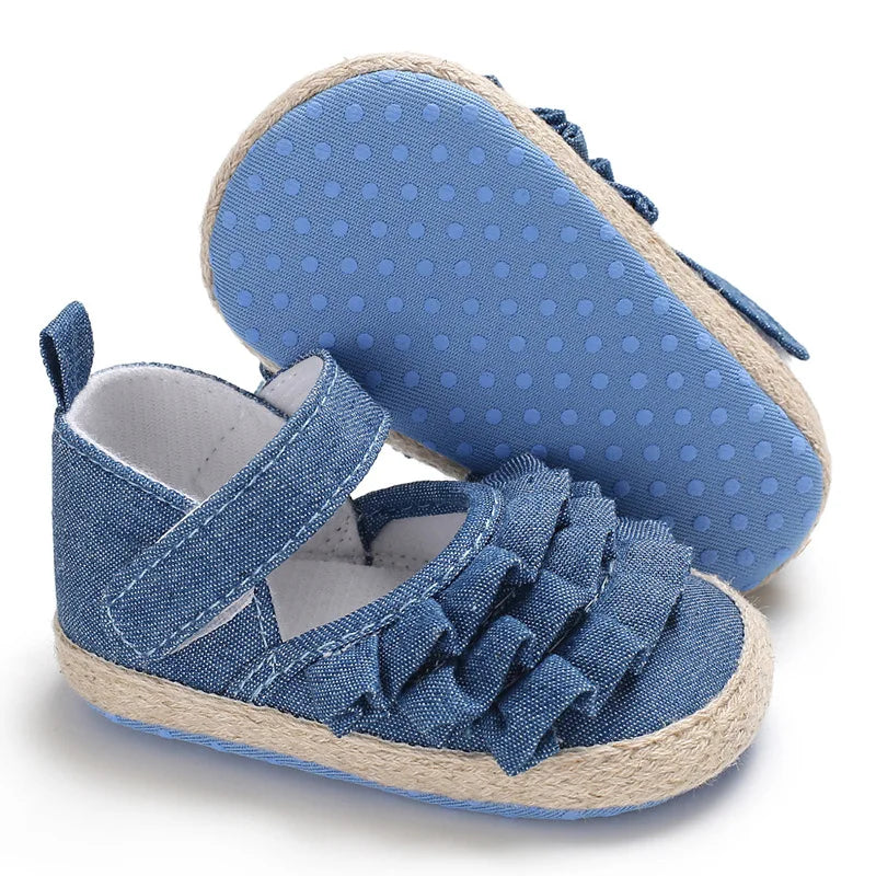 Baby Girls Shoes Spring Autumn Flat Soft Sole Anti-Slip Toddler First Walking Crib Shoe for 0-18 Months