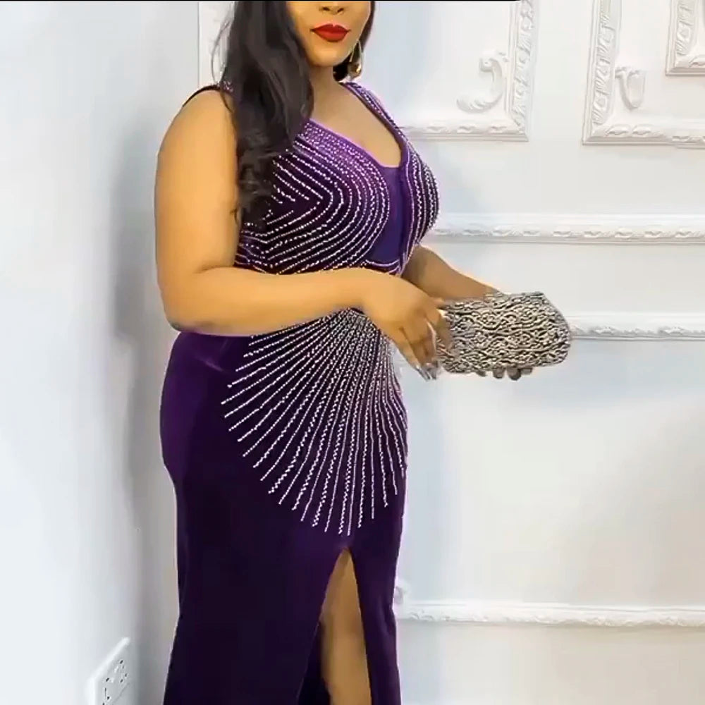 Elegant African Evening Dresses Sleeveless Bodycon Sexy Slim Long Dress Wedding Party Gowns Fashion Women Kaftan Turkish Outfits