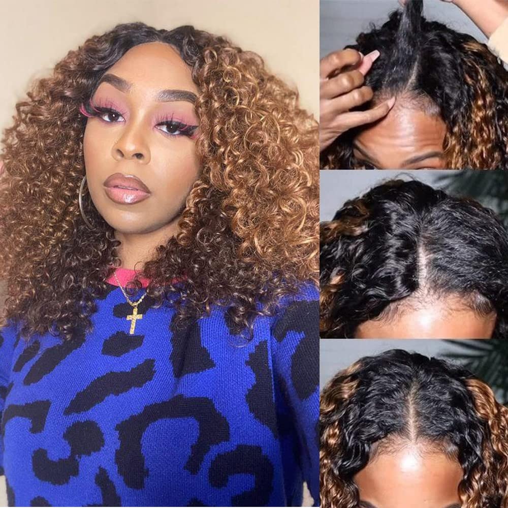 Ombre Brown Kinky Curly Lace Front Wigs
