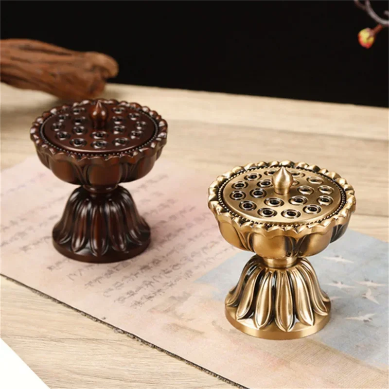 Lotus Copper Incense Burner Pure Copper Antique Old Treasure Lamp Sandalwood Burner